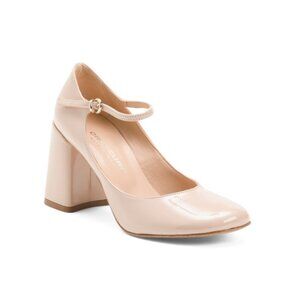 OROSCURO Beige Made In Italy Leather Heeled Ballerina Shoes